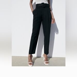Zara Black Belted Dress Pants